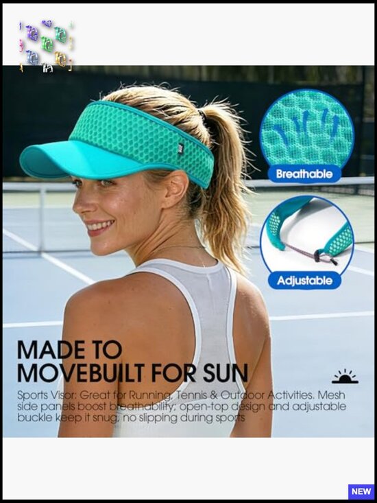 Wide Brim Sun Visor Hat Quick Dry Adjustable Lightweight for Golf Tennis Beach